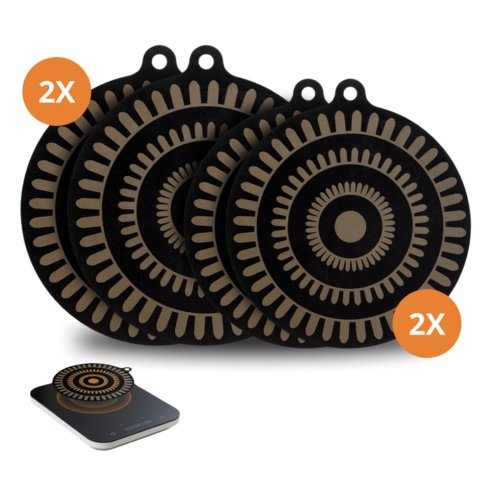 Inductie Beschermer Set 2x20cm & 2x24cm - Thermochromisch (van kleur veranderend) - Onderzetters - Hittebestendig tot 250°C - Voor pannen en kookplaat