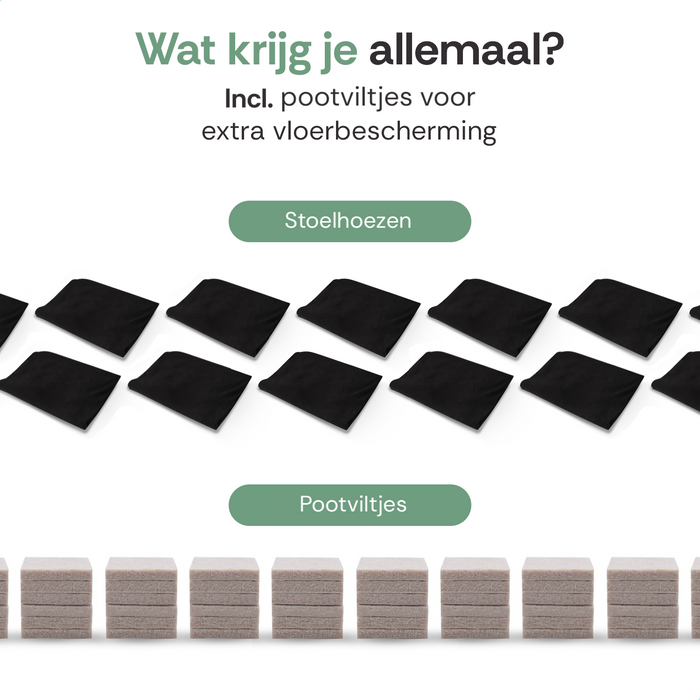 Stoelhoes Zwart Eetkamerstoelen | Stoelhoesset | Stretch | Incl. Poot Viltjes