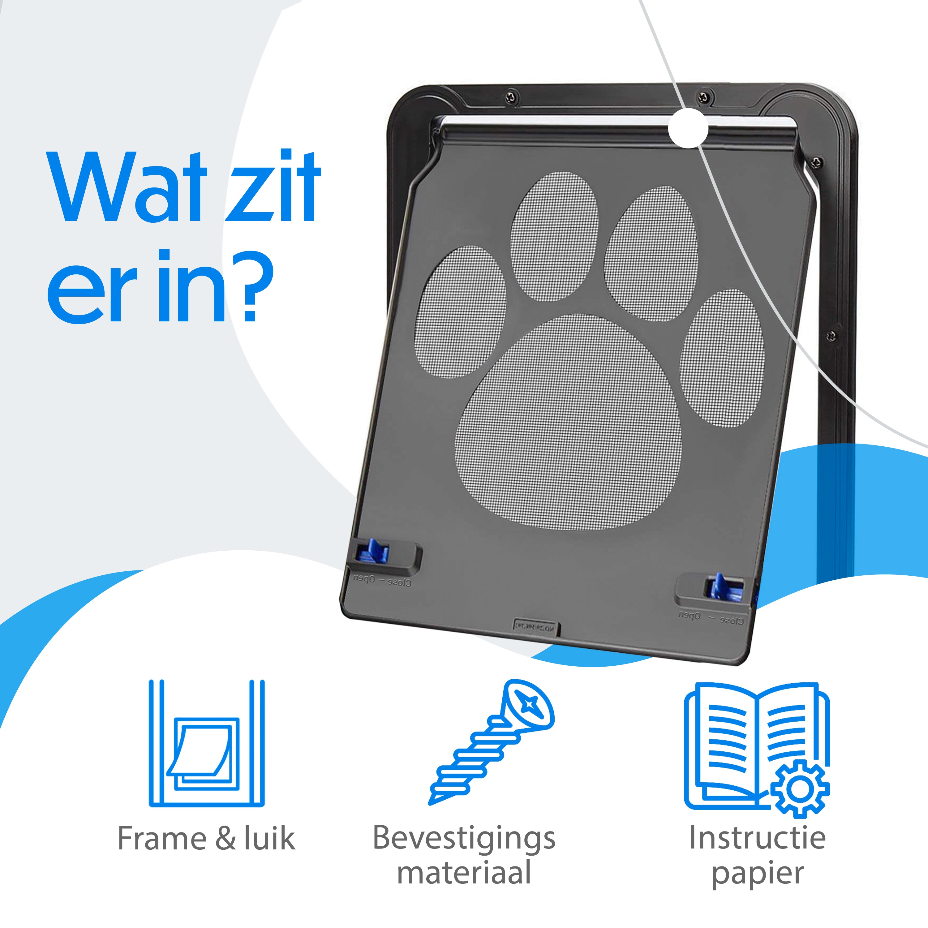 Hondenluik Hordeur | Hondendeur Binnendeur | 42x37cm | Geschikt voor Middelgrote en Grote Honden (15kg+)