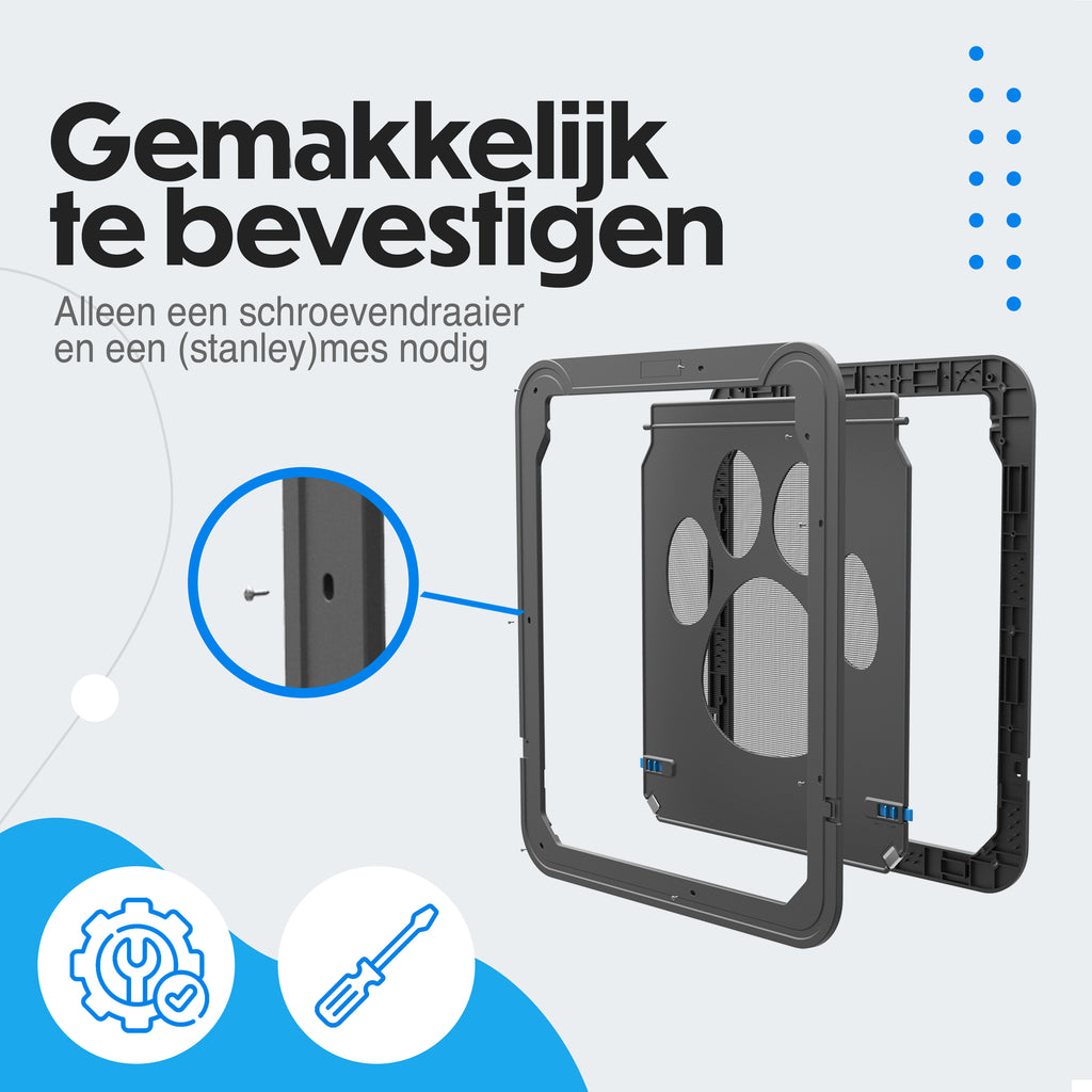 Hondenluik Hordeur | Hondendeur Binnendeur | 42x37cm | Geschikt voor Middelgrote en Grote Honden (15kg+)
