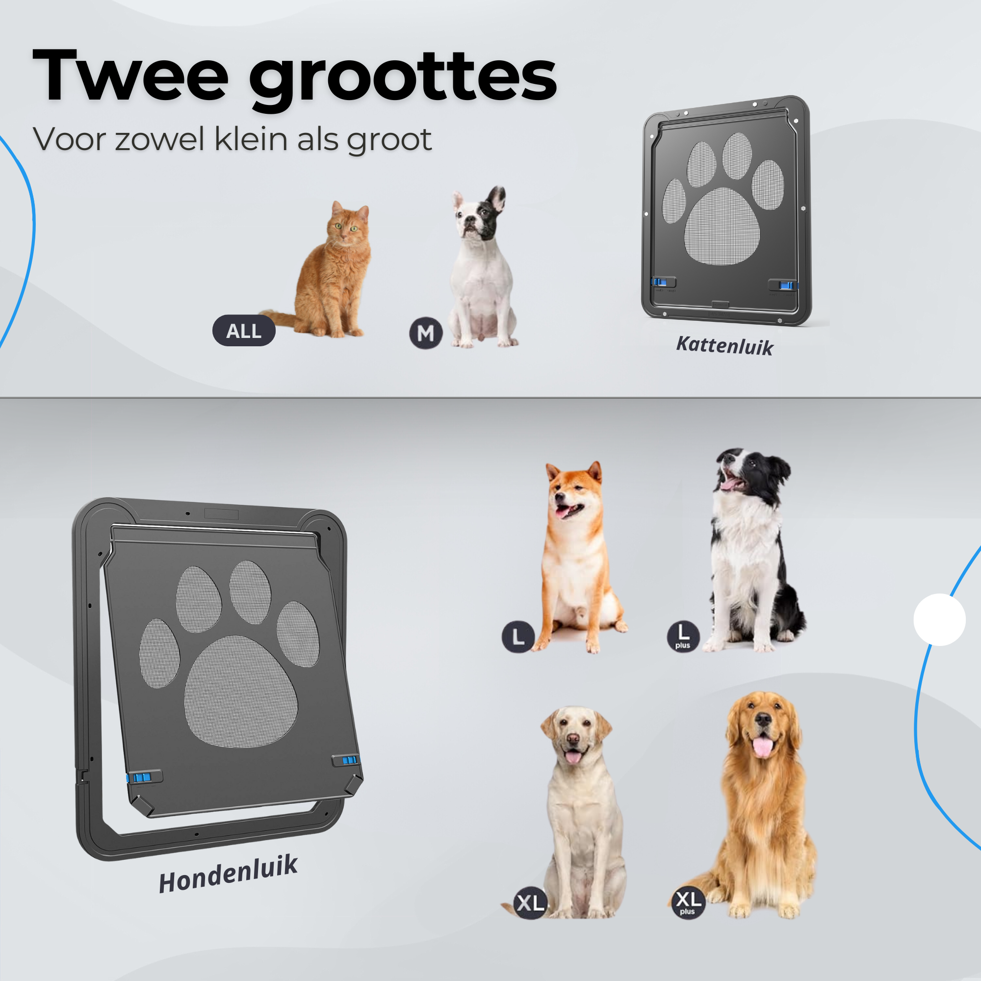 Hondenluik Hordeur | Hondendeur Binnendeur | 42x37cm | Geschikt voor Middelgrote en Grote Honden (15kg+)