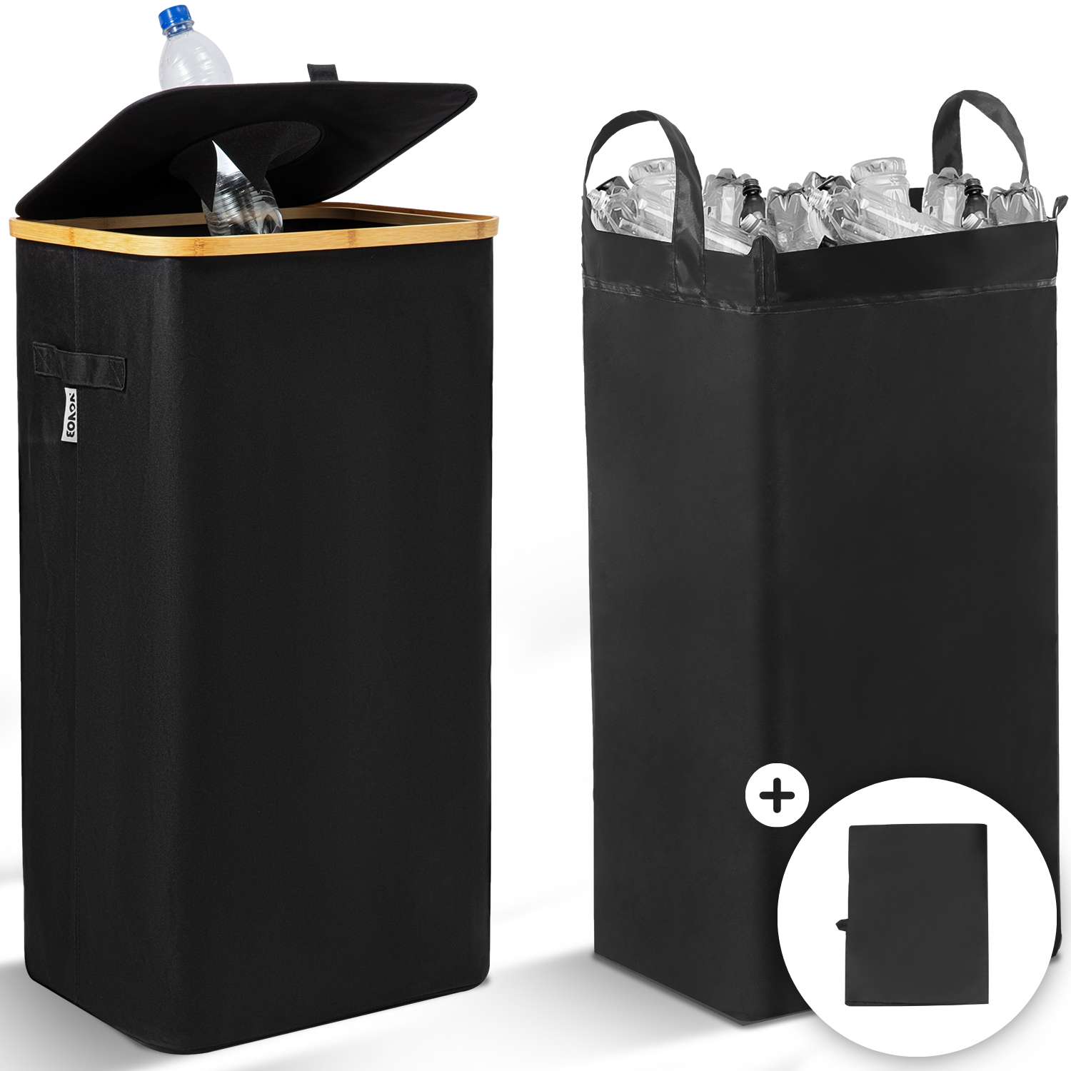 NOVOB® Statiegeld Container met Wasbare Flessentas | 100L | Zwart