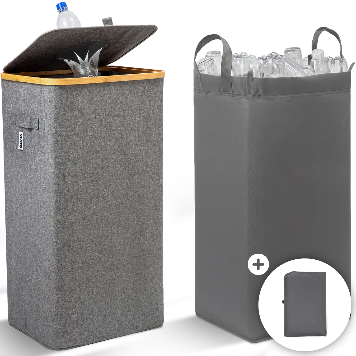 NOVOB® Statiegeld Container met Wasbare Flessentas | 100L | Grijs