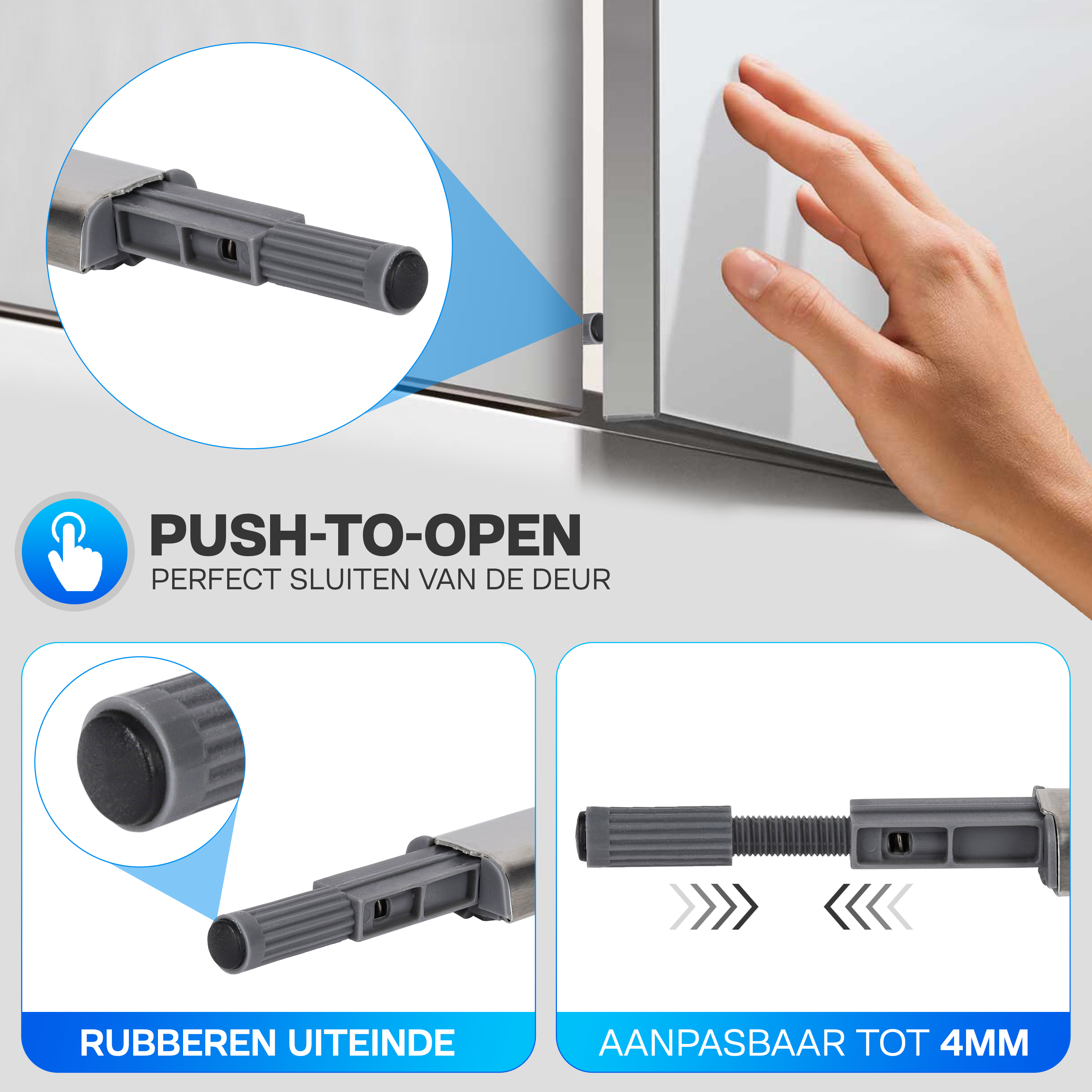 Buffer Druksnappers 5 Stuks (Incl. Schroeven) | Push to Open | Deurbuffer | Deursnapper | Voor Keukenkast en Keukenlade
