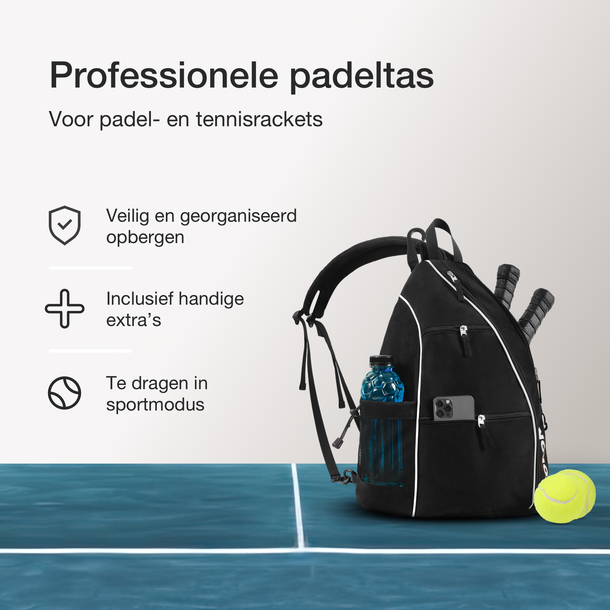 Padeltas | Sporttas | Tennistas | Rugzak | Meerdere vakken | 35L | Voor 4 Padelrackets / 2 Tennisrackets