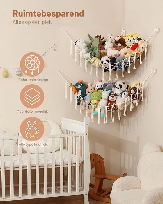 fozulany Macramé DreamLights Boho Knuffeldier Opbergnet Hangmat Extra fozulany Macramé DreamLights Boho Knuffeldier Opbergnet Hangmat Extra