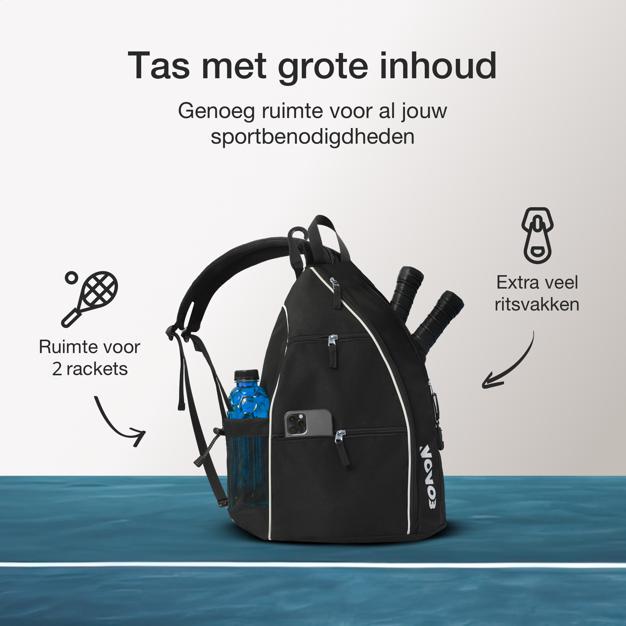 Padeltas | Sporttas | Tennistas | Rugzak | Meerdere vakken | 35L | Voor 4 Padelrackets / 2 Tennisrackets
