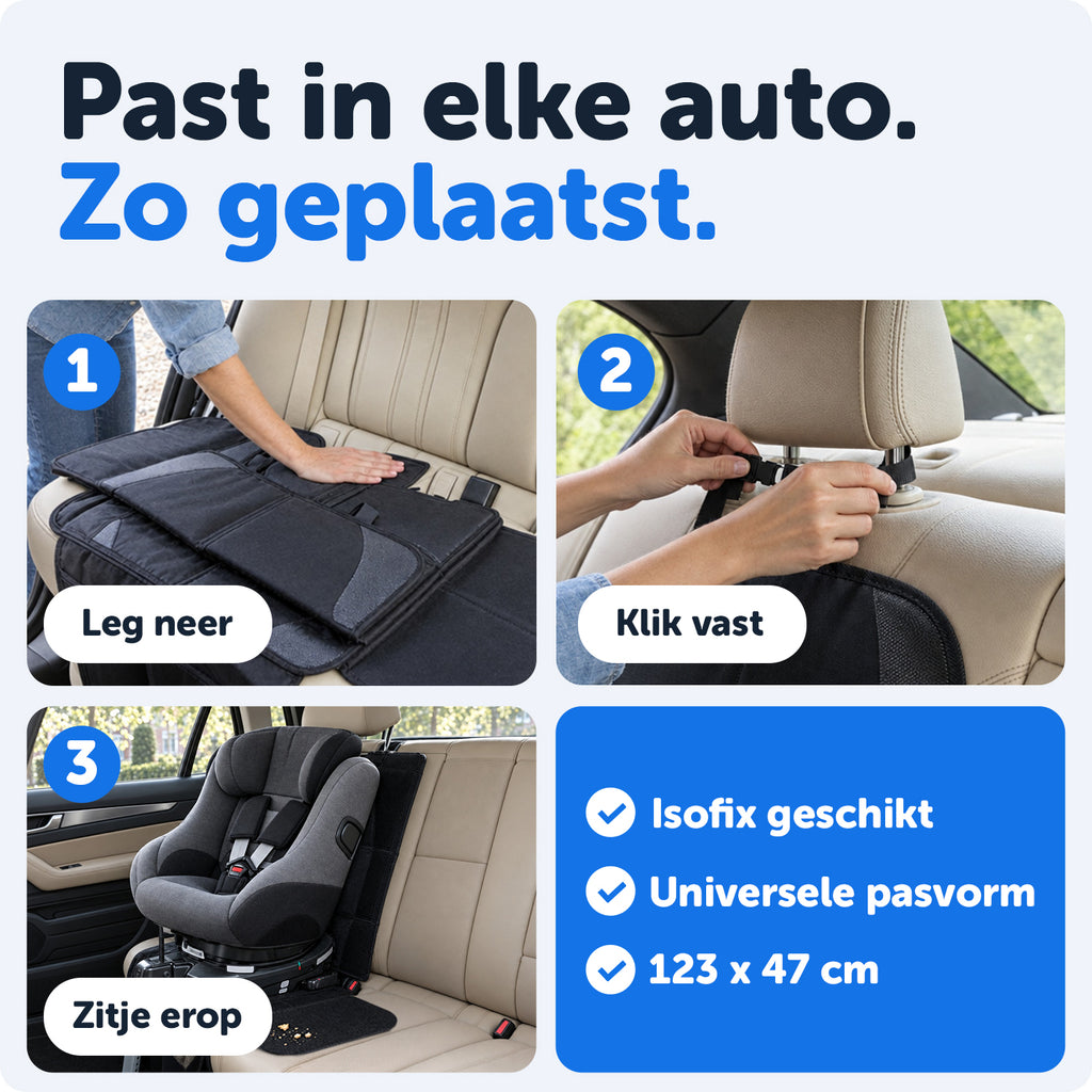 NOVOB® Autostoel Beschermer | Inclusief 2 Auto Onderzetters