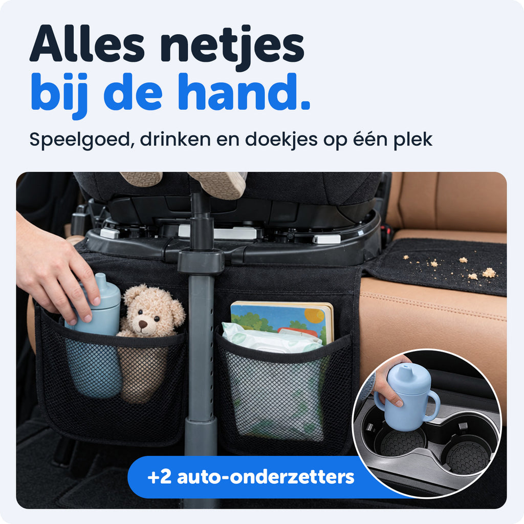 NOVOB® Autostoel Beschermer | Inclusief 2 Auto Onderzetters