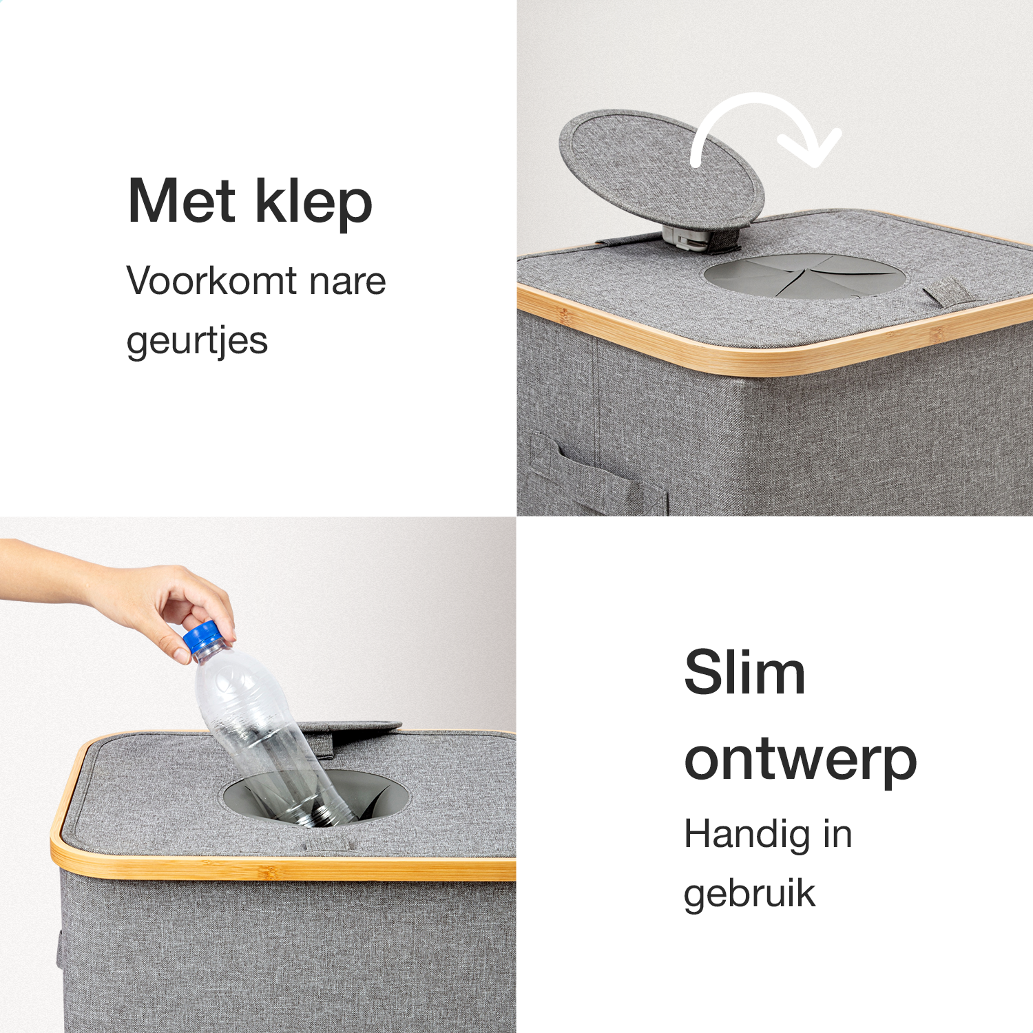 NOVOB® Statiegeld Container met Wasbare Flessentas | 100L | Grijs