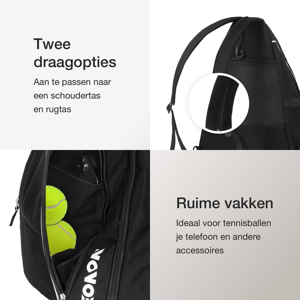 Padeltas | Sporttas | Tennistas | Rugzak | Meerdere vakken | 35L | Voor 4 Padelrackets / 2 Tennisrackets