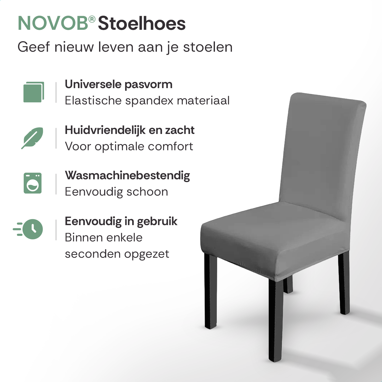 Stoelhoes Grijs Eetkamerstoelen | Stoelhoesset | Stretch | Incl. Poot Viltjes