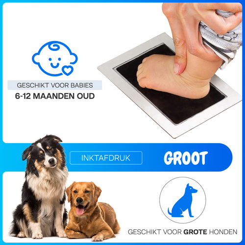 Inktafdruk | Pootafdruk Huisdier | Voetafdruk Baby | Contactloos en Veilig | Maat S en L
