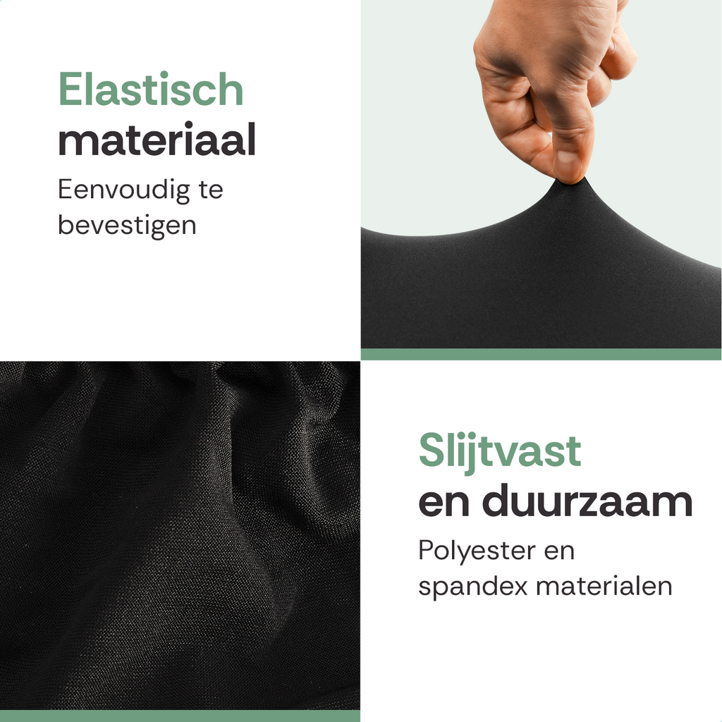 Stoelhoes Zwart Eetkamerstoelen | Stoelhoesset | Stretch | Incl. Poot Viltjes