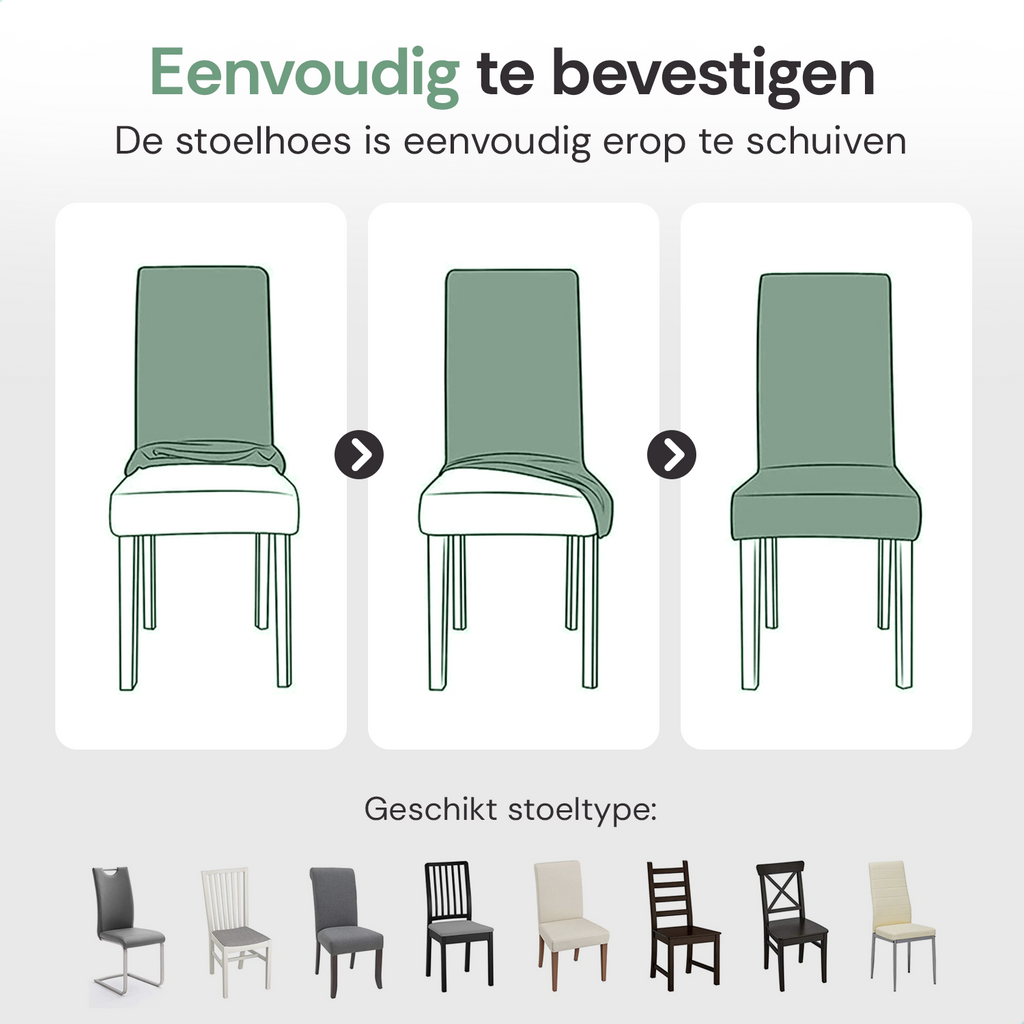 Stoelhoes Zwart Eetkamerstoelen | Stoelhoesset | Stretch | Incl. Poot Viltjes