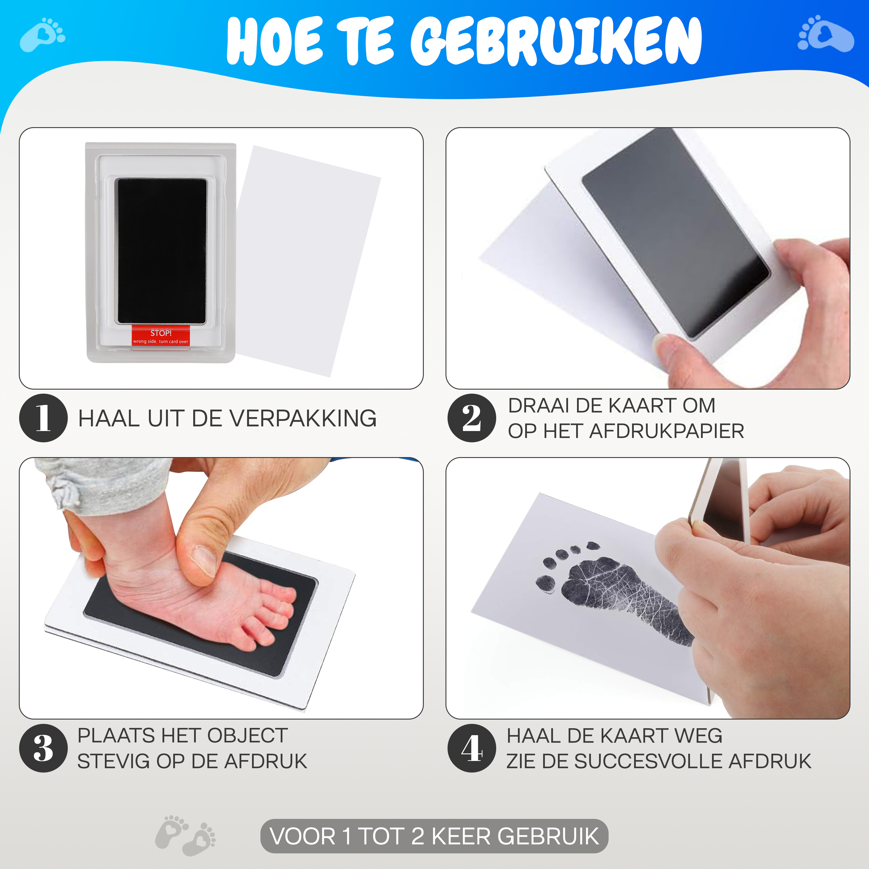 Inktafdruk | Pootafdruk Huisdier | Voetafdruk Baby | Contactloos en Veilig | Maat S en L