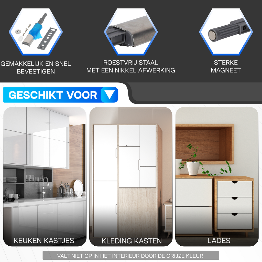Magnetische Druksnappers 5 Stuks (Incl. Schroeven) | Push to Open | Magneetsnapper | Deursnapper | Voor Keukenkast en Keukenlade