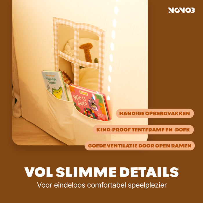 Speeltent voor Kinderen | Opvouwbare Kindertent met Sterverlichting | Ruim & Knus | Machinewasbaar