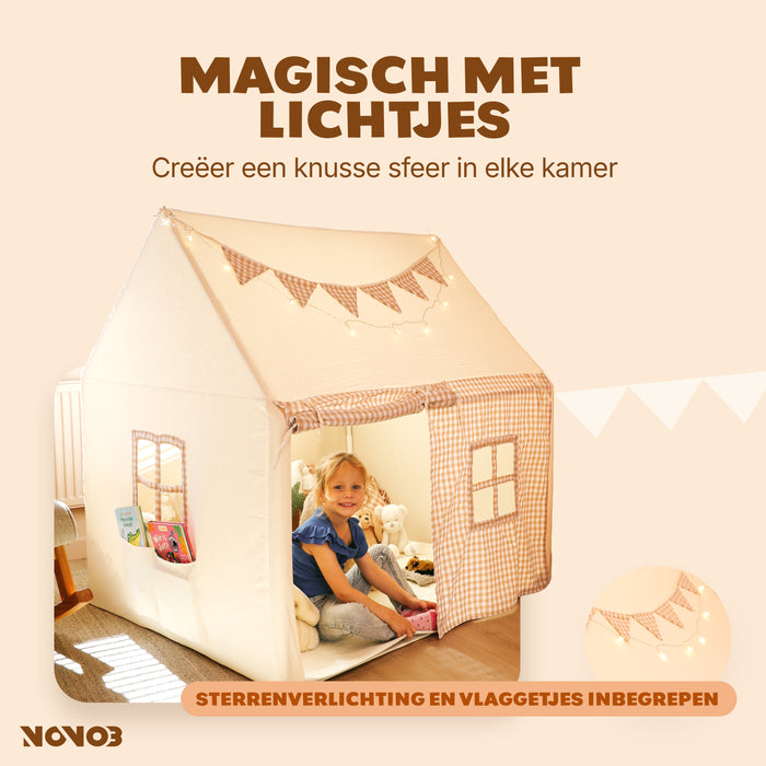 Speeltent voor Kinderen | Opvouwbare Kindertent met Sterverlichting | Ruim & Knus | Machinewasbaar