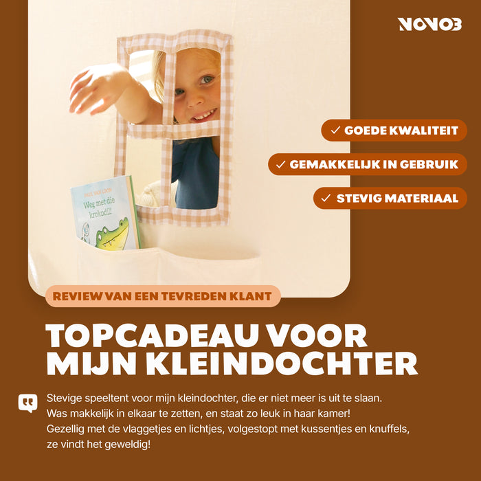 Speeltent voor Kinderen | Opvouwbare Kindertent met Sterverlichting | Ruim & Knus | Machinewasbaar