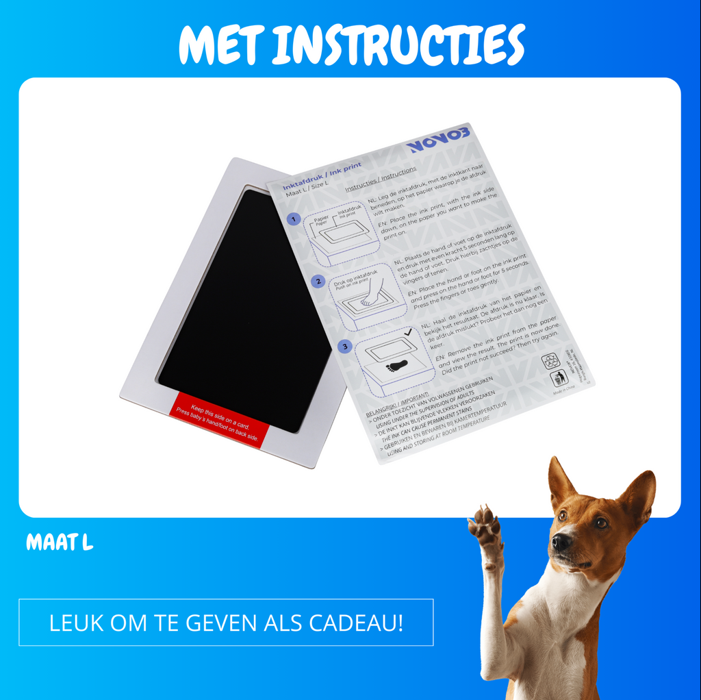 Inktafdruk | Pootafdruk Huisdier | Voetafdruk Baby | Contactloos en Veilig | Maat S en L