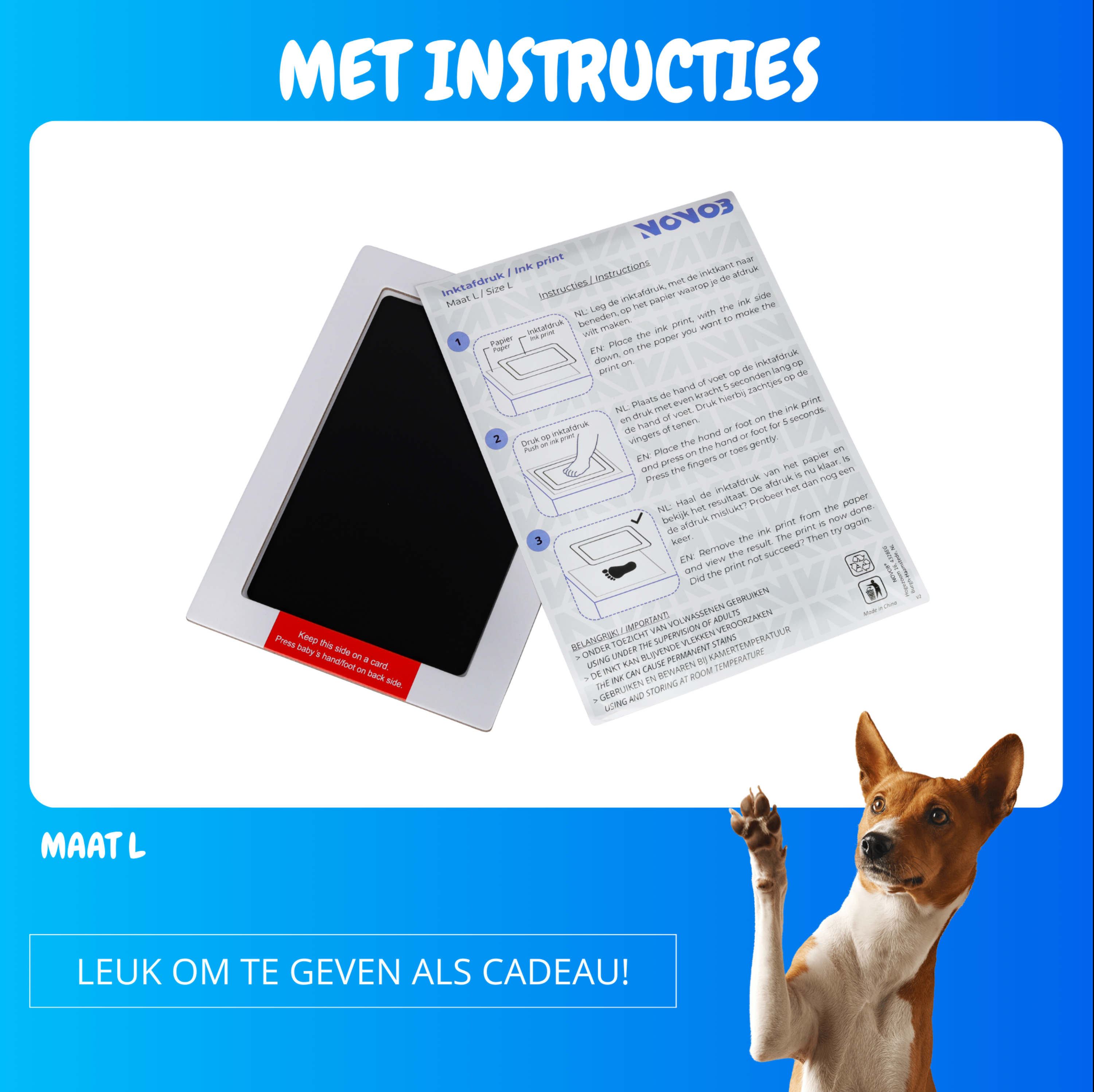 Inktafdruk | Pootafdruk Huisdier | Voetafdruk Baby | Contactloos en Veilig | Maat S en L