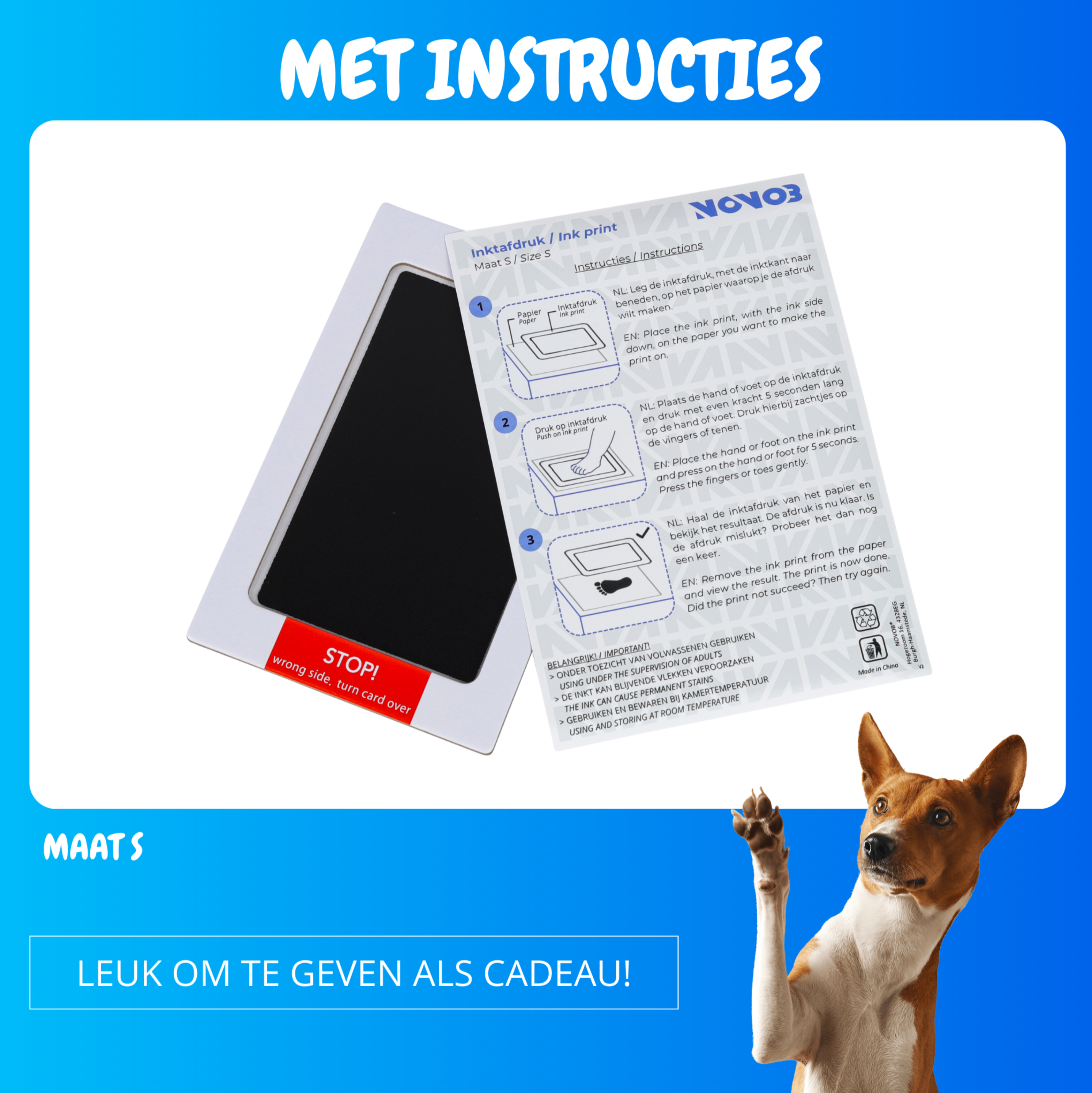 Inktafdruk | Pootafdruk Huisdier | Voetafdruk Baby | Contactloos en Veilig | Maat S en L