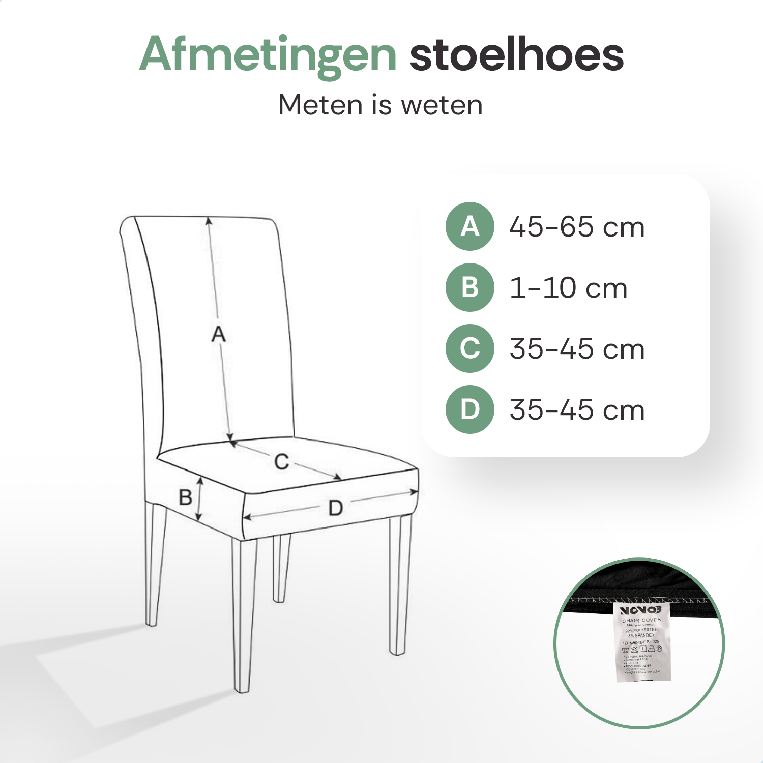 Stoelhoes Zwart Eetkamerstoelen | Stoelhoesset | Stretch | Incl. Poot Viltjes