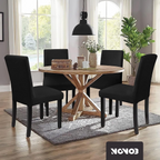 Stoelhoes Zwart Eetkamerstoelen | Stoelhoesset | Stretch | Incl. Poot Viltjes