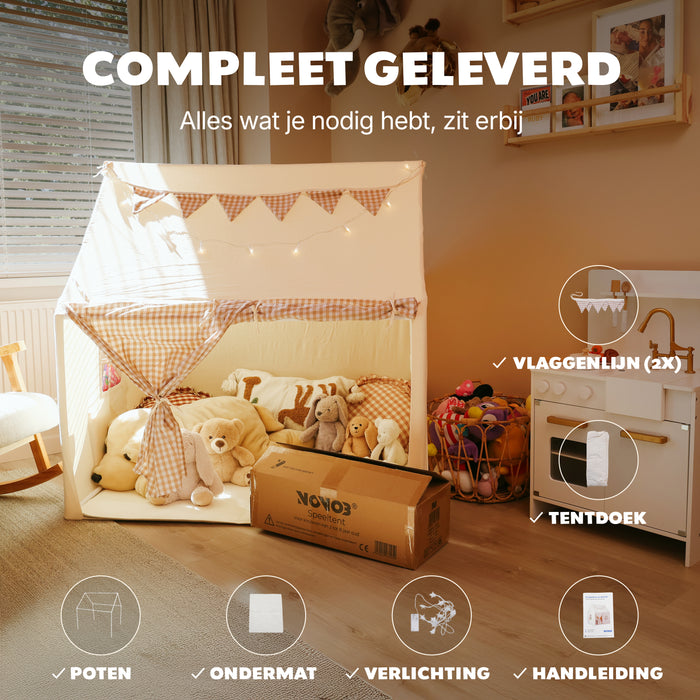 Speeltent voor Kinderen | Opvouwbare Kindertent met Sterverlichting | Ruim & Knus | Machinewasbaar