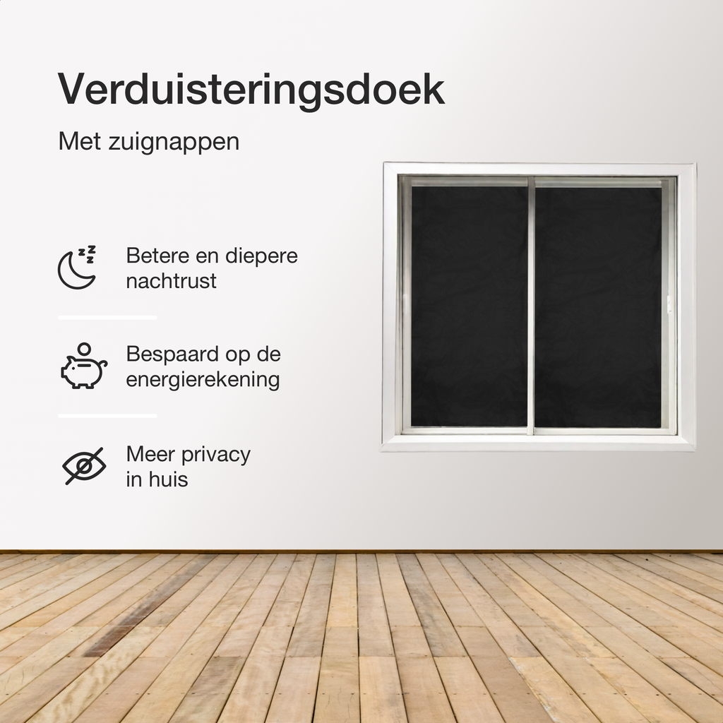 Verduisteringsdoek met Zuignappen | Verduisteringsgordijn | Maten 70x120cm en 210x120cm